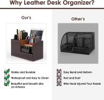 TooCust Leather Office Desk Organizer with Drawer, Multi-function Office Supplies for Desk Top Organizer,Black Mens Desk Accessories,Teacher Desk Organizer for Pen Pencil Holders and Organizers - Image 4